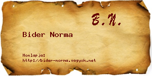 Bider Norma névjegykártya